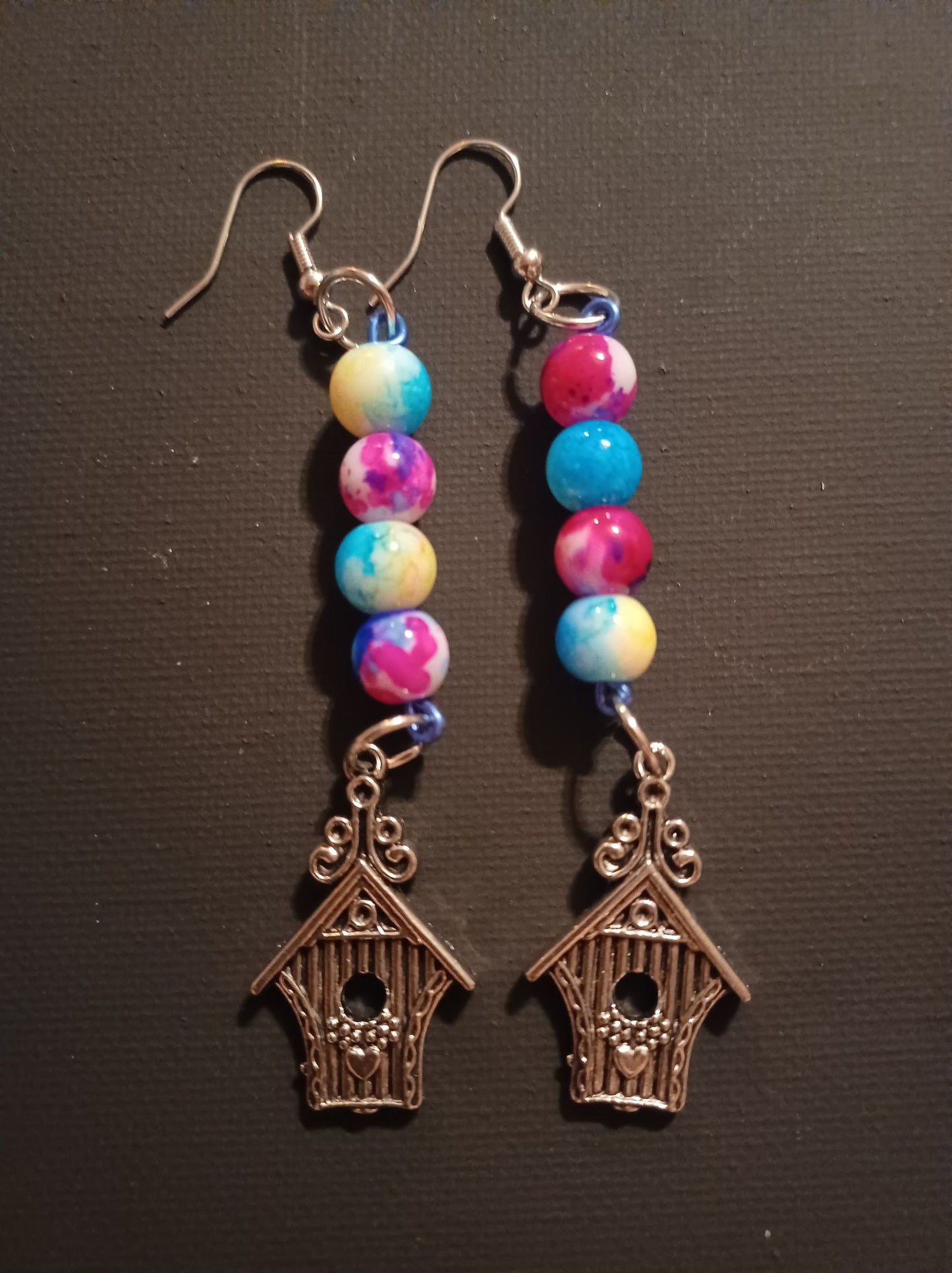 bird house earrings