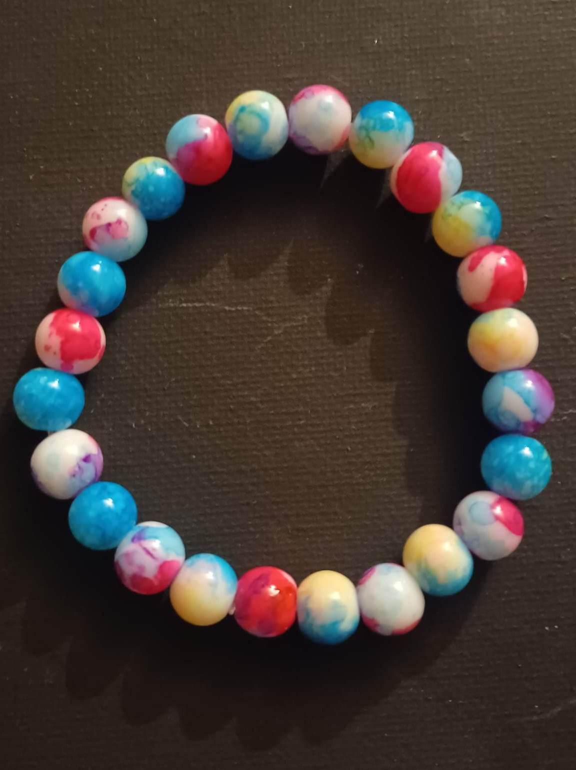 Blue&pink tie-dye stretch bracelet