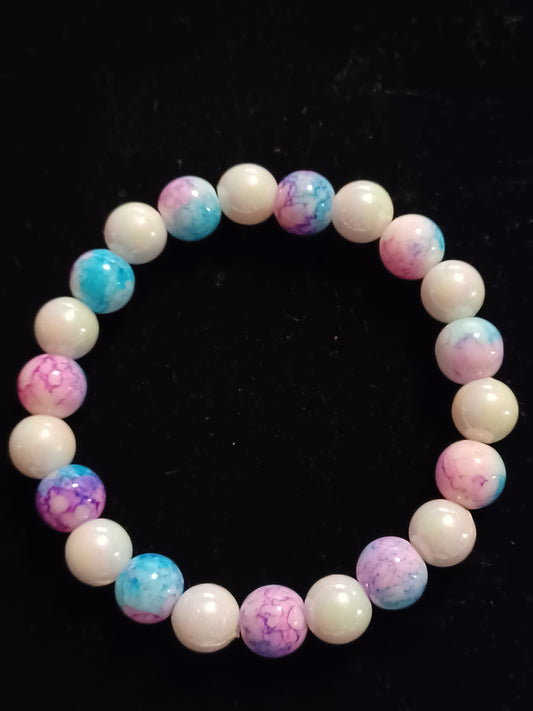 purple&blue/white stretch bracelet