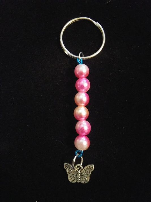 Pink&orange butterfly keychain