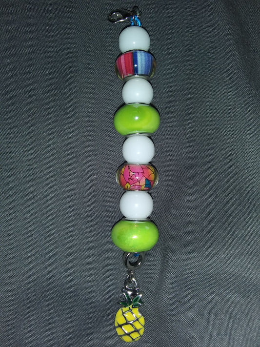 Pineapple keychain w/ charm & beads