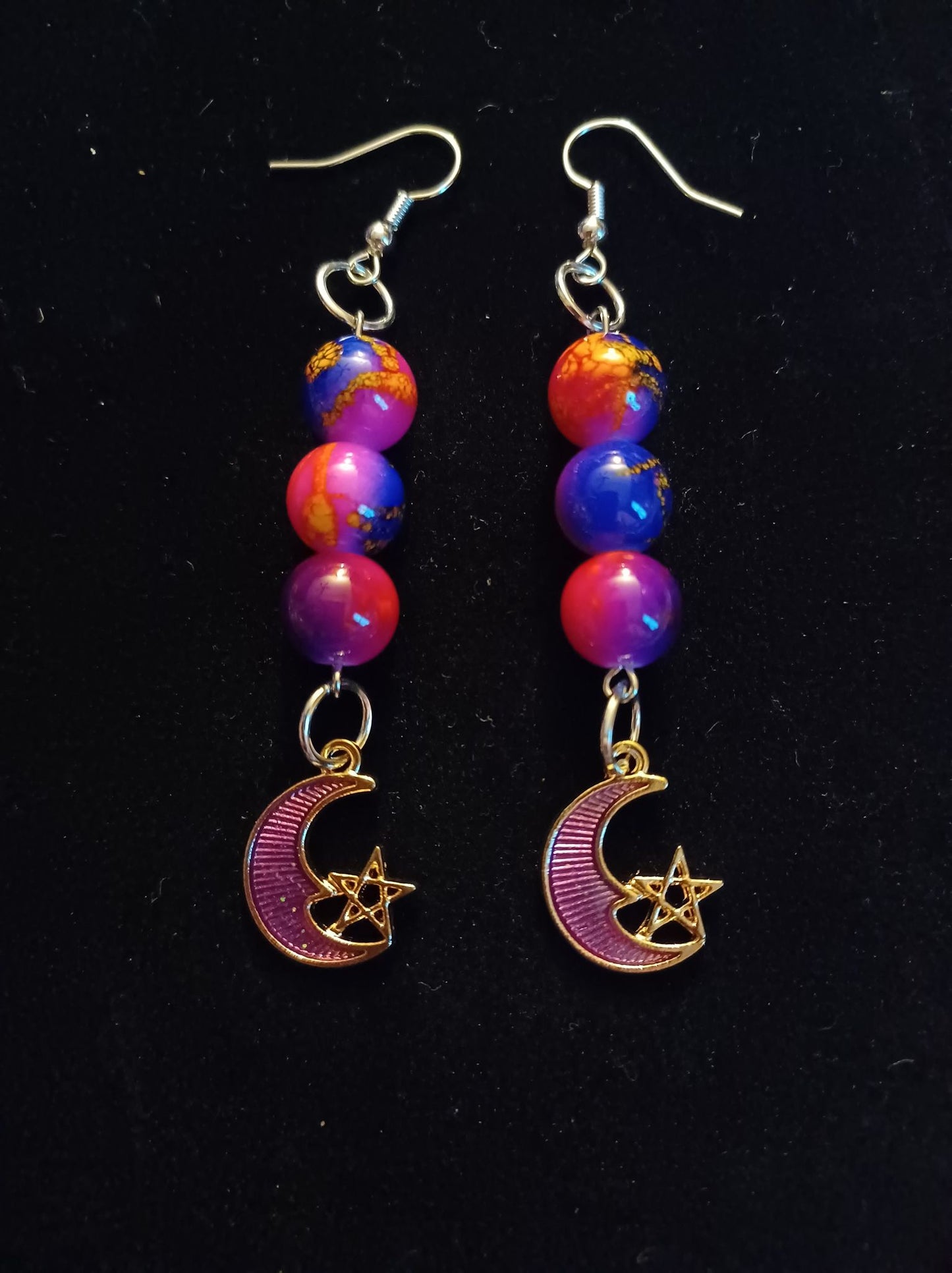 Galaxy with half a moon w star earrings
