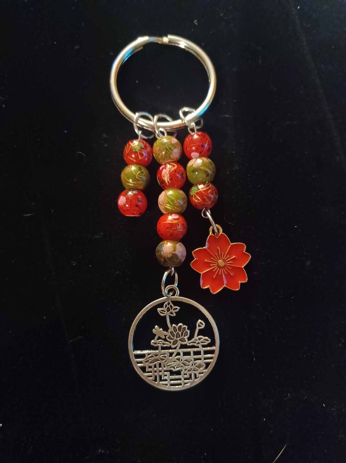 zen flower keychain w/ charms & beads