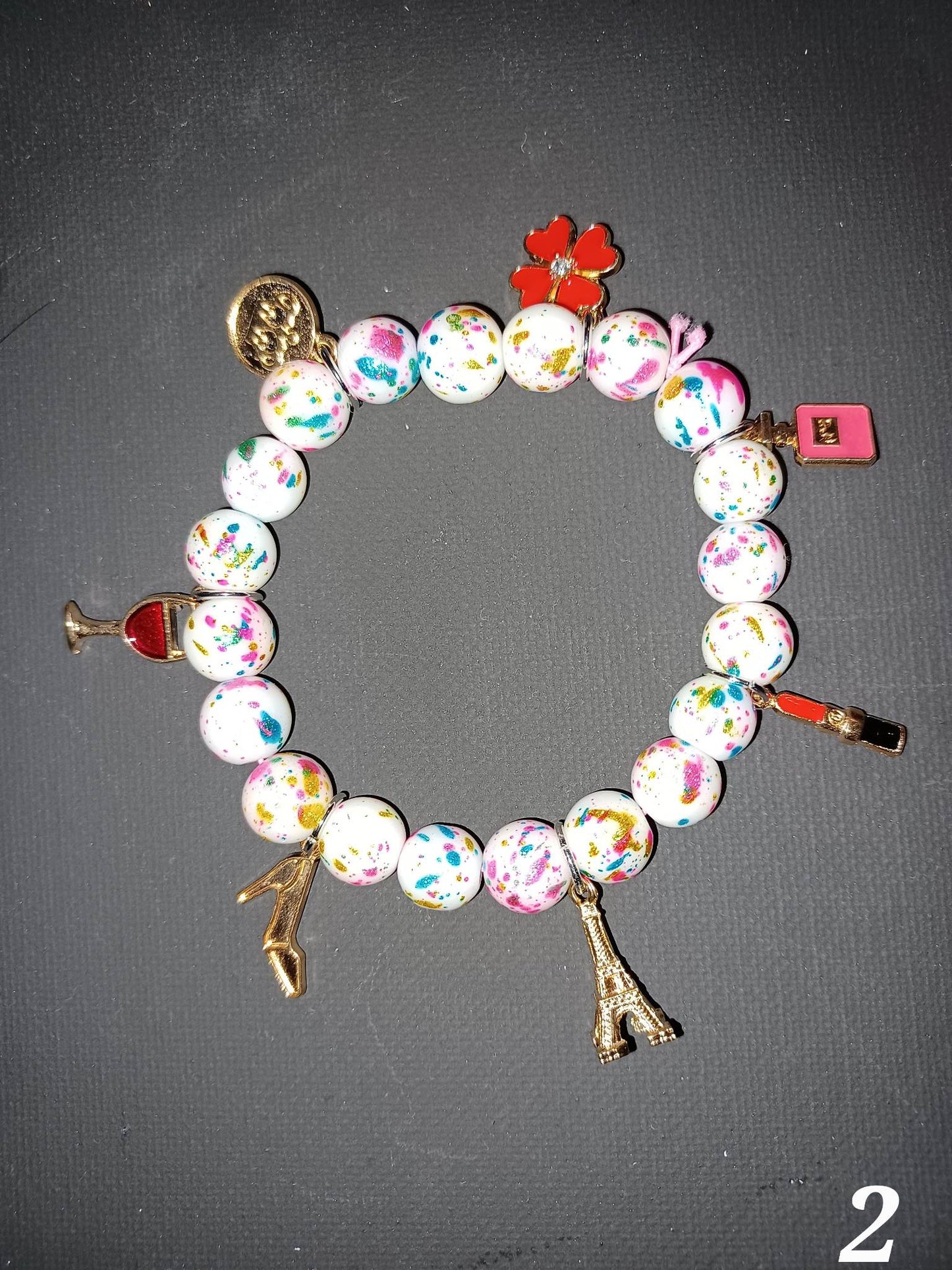 Paris stretch bracelet w/ charms & beads