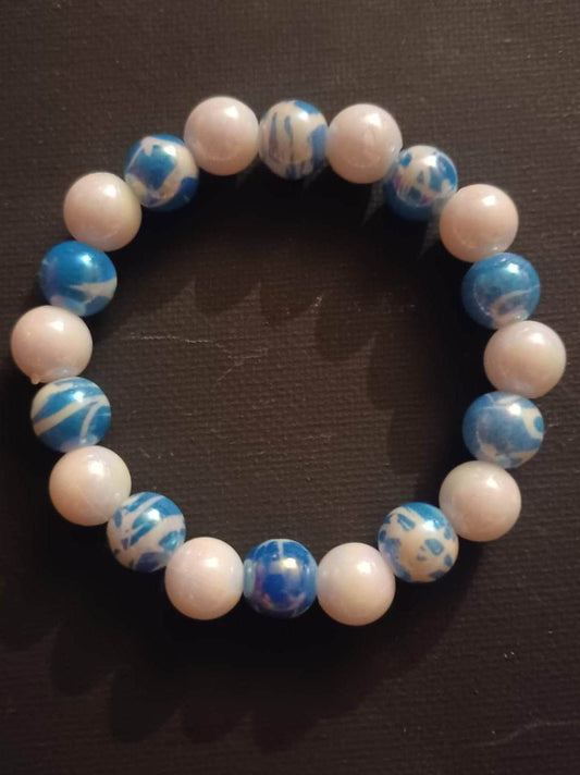 mermaid white & blue grey swirl stretch bracelets